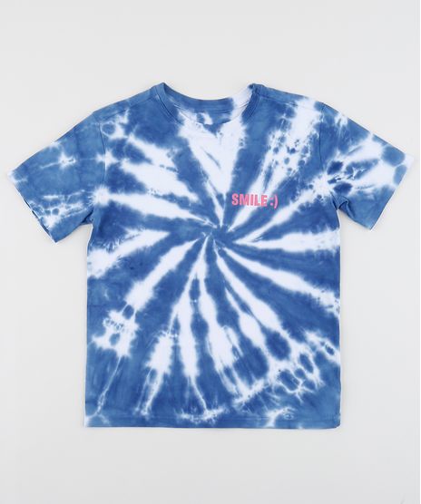 Camiseta-Infantil-Smile-Estampado-Tie-Dye-Manga-Curta-Gola-Careca-Azul-9959631-Azul_1