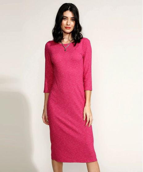 Vestido-Feminino-Midi-Canelado-Manga-3-4-Roxo-9944201-Roxo_1