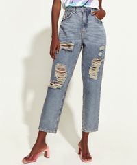 Calca-Jeans-Feminina-Triya-Mom-Cintura-Super-Alta-Destroyed-com-Bordado-de-Arco-Iris-Azul-Medio-9965083-Azul_Medio_1