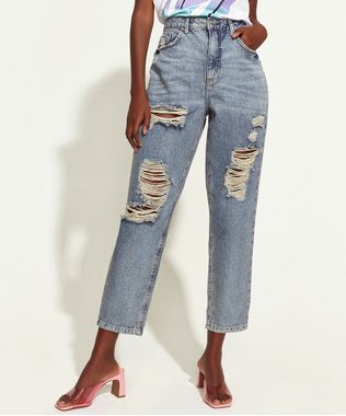 Calca-Jeans-Feminina-Triya-Mom-Cintura-Super-Alta-Destroyed-com-Bordado-de-Arco-Iris-Azul-Medio-9965083-Azul_Medio_1