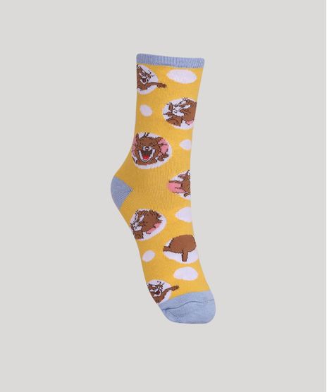 Meia-Feminina-Tom-e-Jerry-Cano-Alto-Amarelo-9964954-Amarelo_1