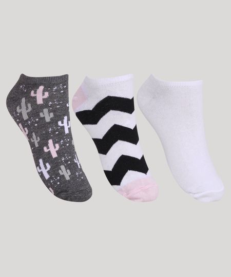 Kit-de-3-Meias-Feminino-Chevron-e-Cactos-Cano-Baixo-Multicor-9964963-Multicor_1