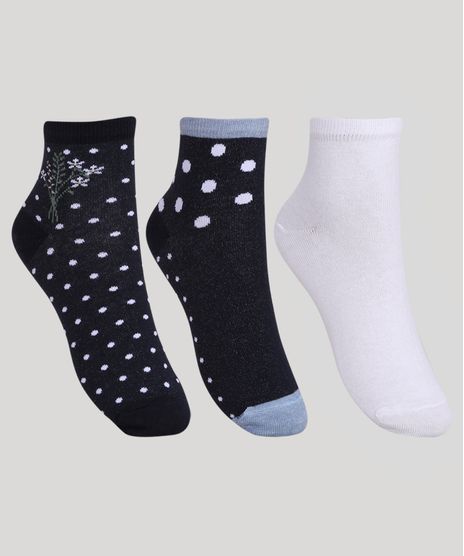Kit-de-3-Meias-Feminino-Estampado-de-Poa-Cano-Medio-Multicor-9965382-Multicor_1