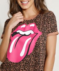 Blusa-Feminina-de-Banda-Triya-Rolling-Stones-Estampada-Animal-Print-Onca-Manga-Curta-Decote-Redondo-Caramelo-9965097-Caramelo_4