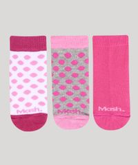 Kit-de-3-Meias-Infantil-Mash-Estampado-de-Poa-Cano-Medio-Pink-9970022-Pink_1