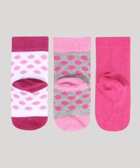 Kit-de-3-Meias-Infantil-Mash-Estampado-de-Poa-Cano-Medio-Pink-9970022-Pink_2