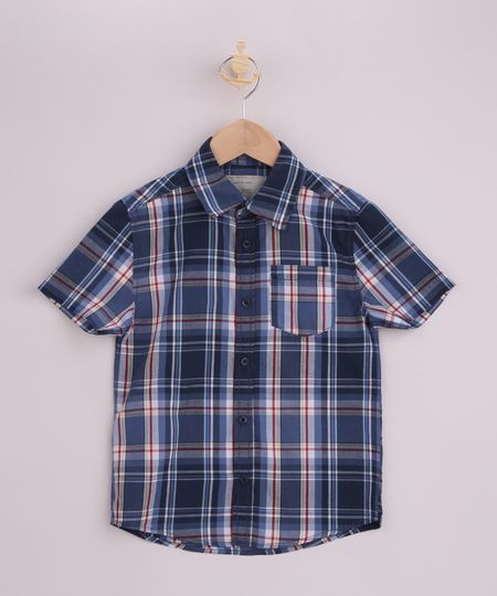 Camisa-Infantil-Estampada-Xadrez-Manga-Curta-Azul-9808449-Azul_1