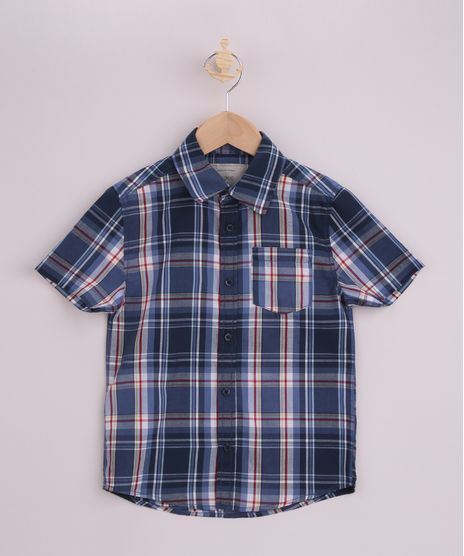Camisa-Infantil-Estampada-Xadrez-Manga-Curta-Azul-9808449-Azul_1