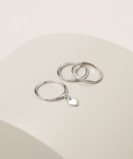 Kit-Feminino-de-3-Aneis-Folheados-Aliancas-e-Pingente-de-Coracao-Prateada-9945076-Prateada_1 Kit-Feminino-de-3-Aneis-Folheados-Aliancas-e-Pingente-de-Coracao-Prateada-9945076-Prateada_1