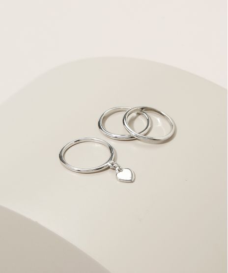 Kit-Feminino-de-3-Aneis-Folheados-Aliancas-e-Pingente-de-Coracao-Prateada-9945076-Prateada_1