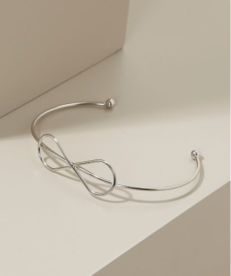 Pulseira-Bracelete-Feminina-Folheada--Simbolo-Infinito-Prateada-9945102-Prateada_1