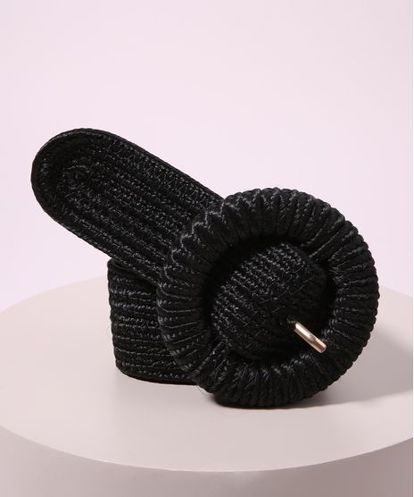 Cinto-Feminino-Medio-Texturizado-com-Fivela-Redonda-Preto-9945541-Preto_1