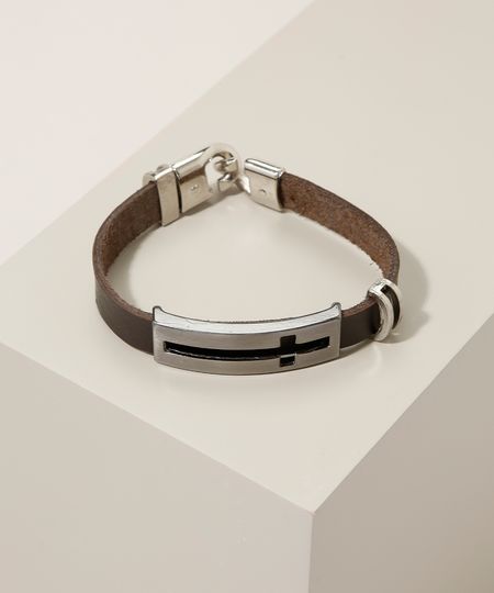 Pulseira-Masculina-Cruz-Marrom-9971120-Marrom_1