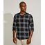 Camisa-Masculina-Slim-Estampado-Xadrez-Manga-Longa-Preta-9817479-Preto_1