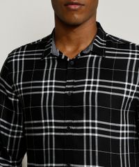 Camisa-Masculina-Slim-Estampado-Xadrez-Manga-Longa-Preta-9817479-Preto_4