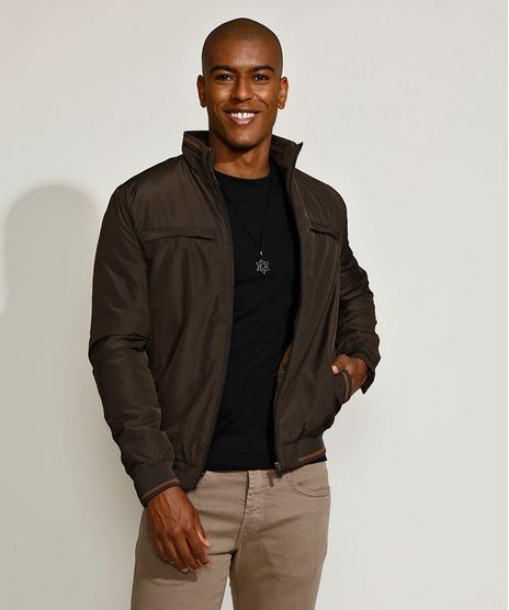 Jaqueta-Masculina-Bomber-Acolchoada-em-Nylon-com-Bolsos-Marrom-9807947-Marrom_1