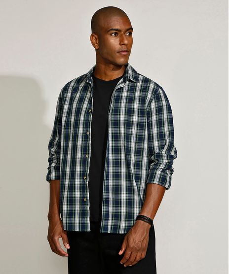 Camisa-Masculina-Comfort-Estampada-Xadrez-Manga-Longa-Azul-9809562-Azul_1