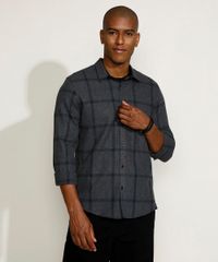 Camisa-Masculina-Slim-Estampado-Xadrez-Manga-Longa-Chumbo-9817481-Chumbo_5