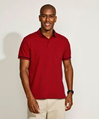 Polo-Masculina-Tradicional-em-Piquet-com-Bolso-Manga-Curta-Vinho-9963515-Vinho_1