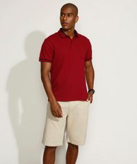 Polo-Masculina-Tradicional-em-Piquet-com-Bolso-Manga-Curta-Vinho-9963515-Vinho_3