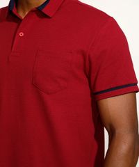 Polo-Masculina-Tradicional-em-Piquet-com-Bolso-Manga-Curta-Vinho-9963515-Vinho_4