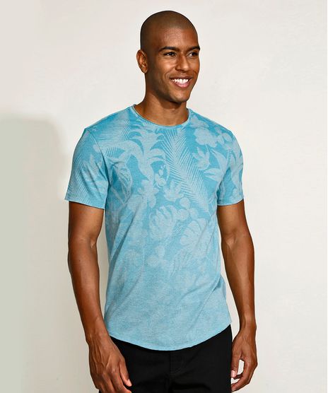Camiseta-Masculina-Estampado-de-Folhagens-Manga-Curta-Gola-Careca-Azul-Claro-9964836-Azul_Claro_1