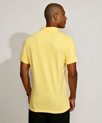 Polo-Masculina-Tradicional-Basica-em-Piquet-com-Bordado-Manga-Curta-Amarela-9967087-Amarelo_2