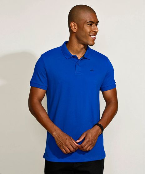 Polo-Masculina-Tradicional-Basica-em-Piquet-com-Bordado-Manga-Curta-Azul-9967087-Azul_1