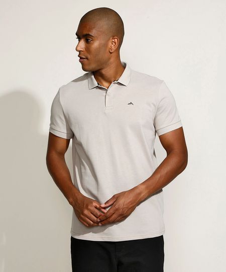 Polo-Masculina-Tradicional-Basica-em-Piquet-com-Bordado-Manga-Curta-Cinza-Mescla-Claro-9967087-Cinza_Mescla_Claro_1