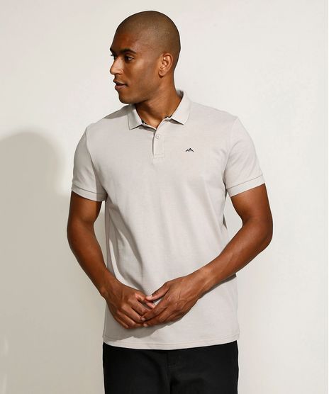 Polo-Masculina-Tradicional-Basica-em-Piquet-com-Bordado-Manga-Curta-Cinza-Mescla-Claro-9967087-Cinza_Mescla_Claro_1