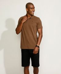Polo-Masculina-Tradicional-Basica-em-Piquet-com-Bordado-Manga-Curta-Marrom-9967087-Marrom_3
