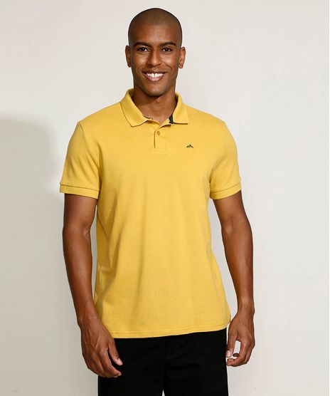 Polo-Masculina-Tradicional-Basica-em-Piquet-com-Bordado-Manga-Curta-Mostarda-9967087-Mostarda_1