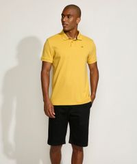 Polo-Masculina-Tradicional-Basica-em-Piquet-com-Bordado-Manga-Curta-Mostarda-9967087-Mostarda_3
