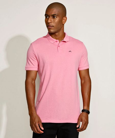 Polo-Masculina-Tradicional-Basica-em-Piquet-com-Bordado-Manga-Curta-Rosa-9967087-Rosa_1