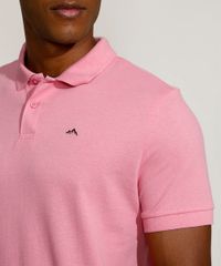 Polo-Masculina-Tradicional-Basica-em-Piquet-com-Bordado-Manga-Curta-Rosa-9967087-Rosa_4
