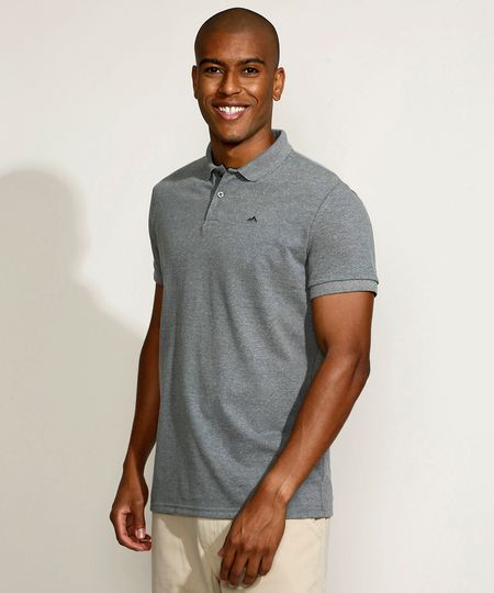 Polo-Masculina-Tradicional-Basica-com-Bordado-Manga-Curta-Cinza-Mescla-9967417-Cinza_Mescla_1