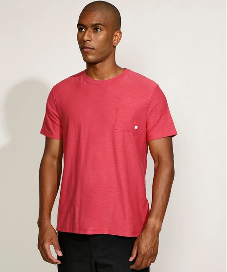 Camiseta-Masculina-com-Bolso-Manga-Curta-Gola-Careca-Vermelho-Claro-9970515-Vermelho_Claro_1