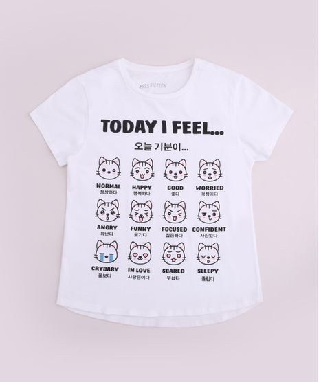 Blusa-Juvenil-Gatinhos--Today-I-Feel-----Manga-Curta-Off-White-9888008-Off_White_1