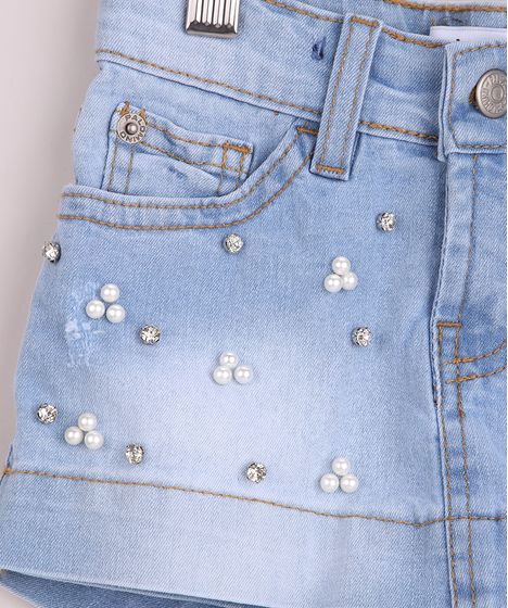 saia jeans com strass