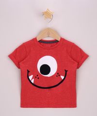 Camiseta-Infantil-Monstrinho-Aveludado-Manga-Curta-com-Dobra-Vermelho-9965777-Vermelho_1