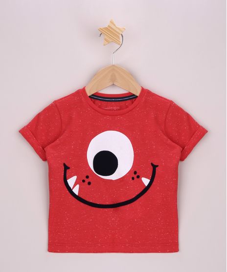 Camiseta-Infantil-Monstrinho-Aveludado-Manga-Curta-com-Dobra-Vermelho-9965777-Vermelho_1