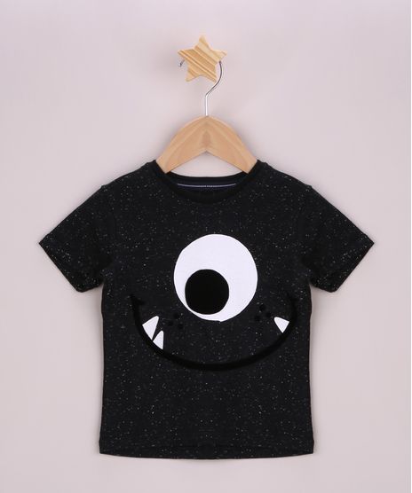 Camiseta-Infantil-Monstrinho-Aveludado-Manga-Curta-com-Dobra-Preto-9965782-Preto_1