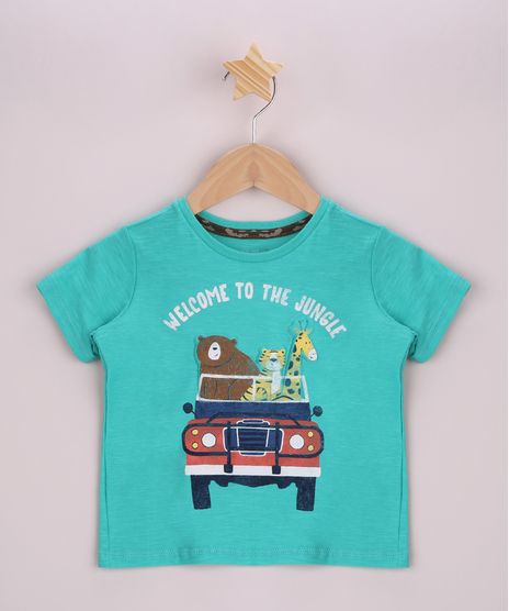 Camiseta-Infantil-Flame--welwcome-to-the-jungle--Bichos-Manga-Curta--Verde-9963809-Verde_1