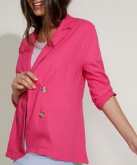 Blazer-Feminino-Longo-com-Linho-Pink-9957762-Pink_4