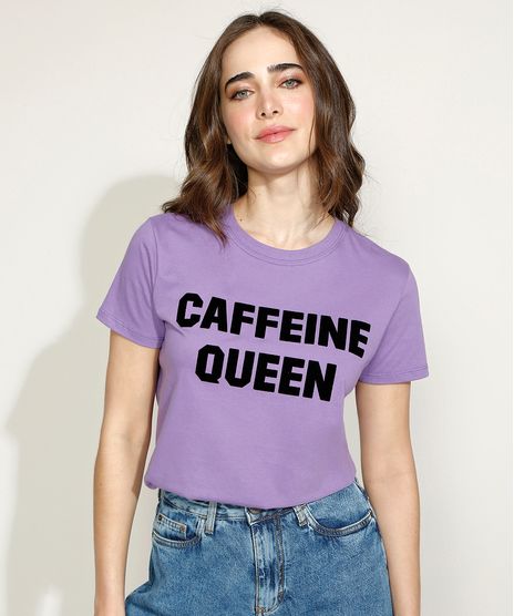 T-Shirt-Feminina-Mindset--Caffeine-Queen--Flocada-Manga-Curta-Decote-Redondo-Lilas-9937840-Lilas_1_1