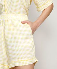 Conjunto-Feminino-Mindset-de-Camisa-Estampada-Xadrez-Manga-Curta---Short-Amarelo-9970752-Amarelo_5
