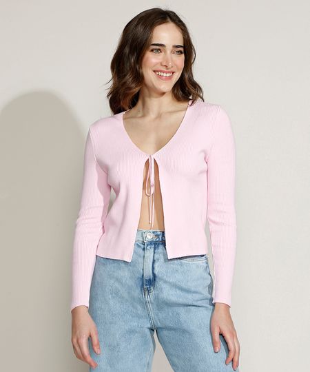 Cardigan-de-Trico-Feminino-Mindset-com-Amarracao-Decote-Redondo-Rosa-Claro-9970770-Rosa_Claro_1