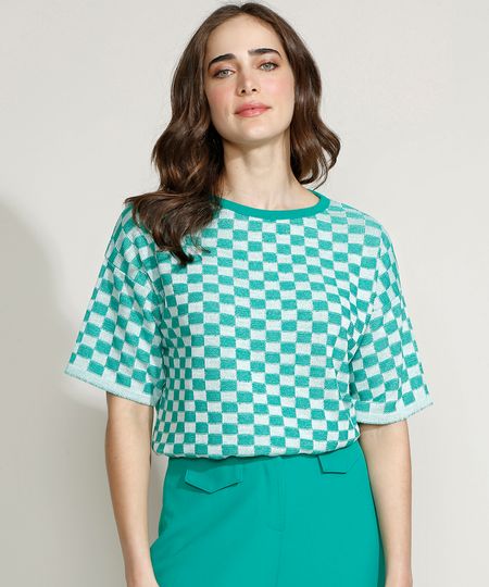 Blusa-de-Trico-Feminina-Mindset-Oversized-Estampada-Xadrez-Vichy-Manga-Curta-Decote-Redondo-Verde-9972965-Verde_1 Blusa-de-Trico-Feminina-Mindset-Oversized-Estampada-Xadrez-Vichy-Manga-Curta-Decote-Redondo-Verde-9972965-Verde_1