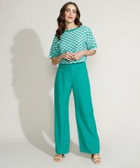 Blusa-de-Trico-Feminina-Mindset-Oversized-Estampada-Xadrez-Vichy-Manga-Curta-Decote-Redondo-Verde-9972965-Verde_3