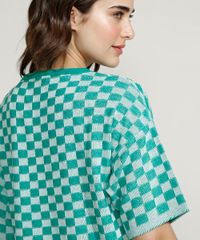 Blusa-de-Trico-Feminina-Mindset-Oversized-Estampada-Xadrez-Vichy-Manga-Curta-Decote-Redondo-Verde-9972965-Verde_4